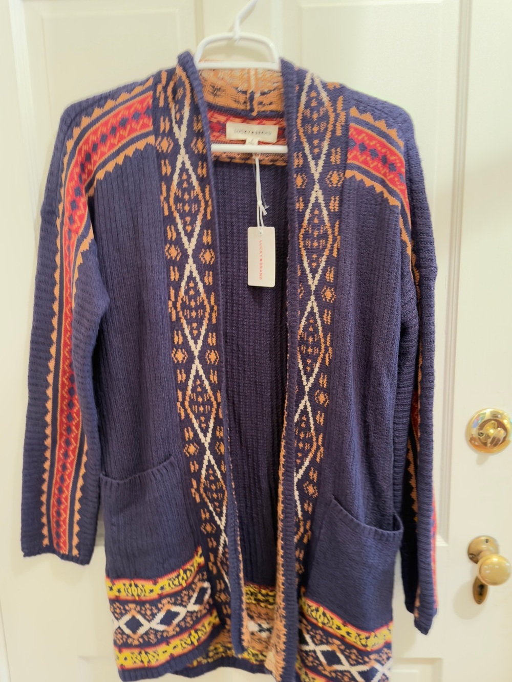 Lucky Brand Allover Jacquard Knit Cardigan
